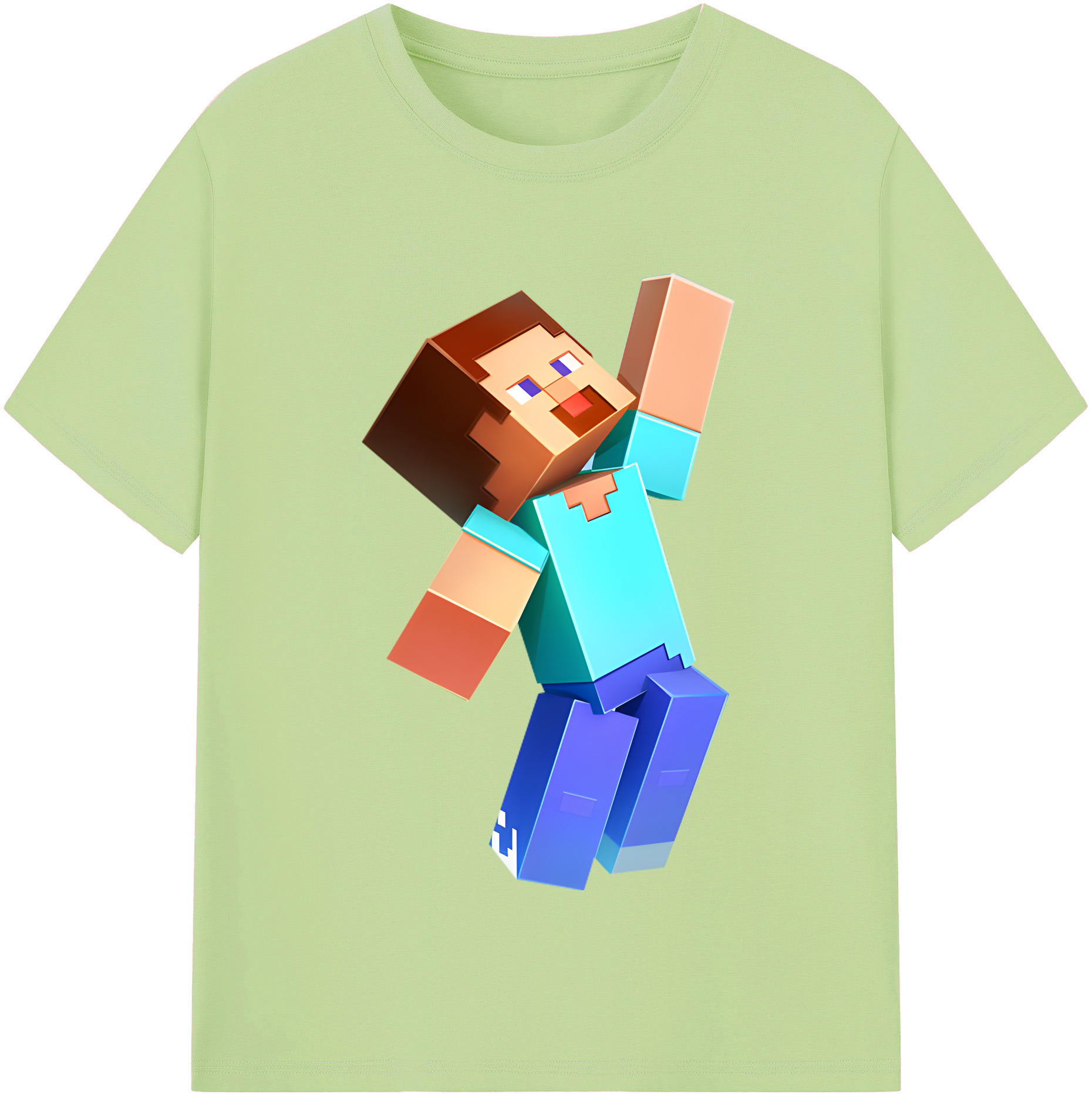 （画像用） マインクラフト ブロックの世界 Minecraft MC Block world 綿100％半袖Tシャツ（フロントプリント）